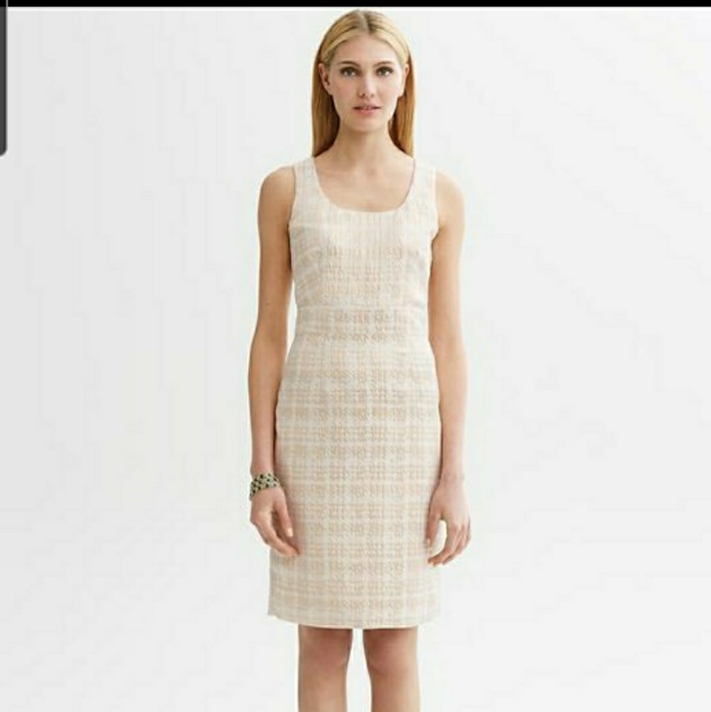 Banana Republic Gold Houndstooth Sheath Dress